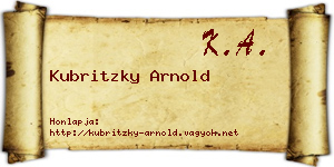 Kubritzky Arnold névjegykártya