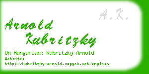 arnold kubritzky business card